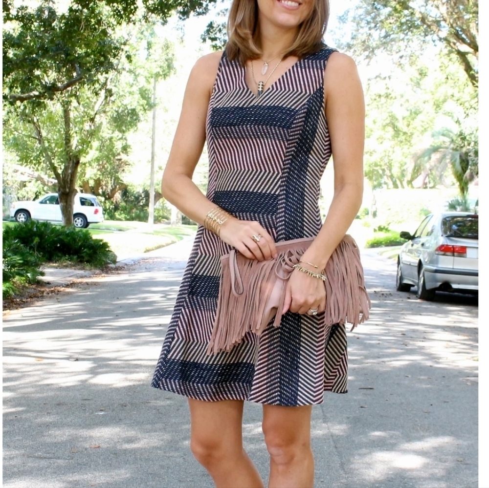 Skies Are Blue A Line Dress Multi Stripe Detail Sz Xs